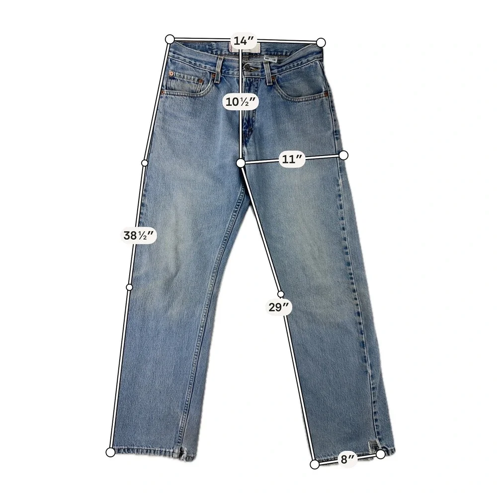 Levis Jeans Mens 505 Regular Fit W29 L30 Blue Denim Straight Leg 100% Cotton